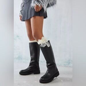 Urban Outfitters Ava Black Lug Sole Tall Boots 10